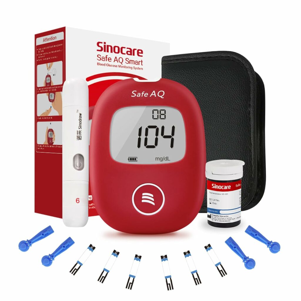 Medidor de Glucosa en Sangre, kit de Prueba de Diabetes Sinocare con 25 Tiras